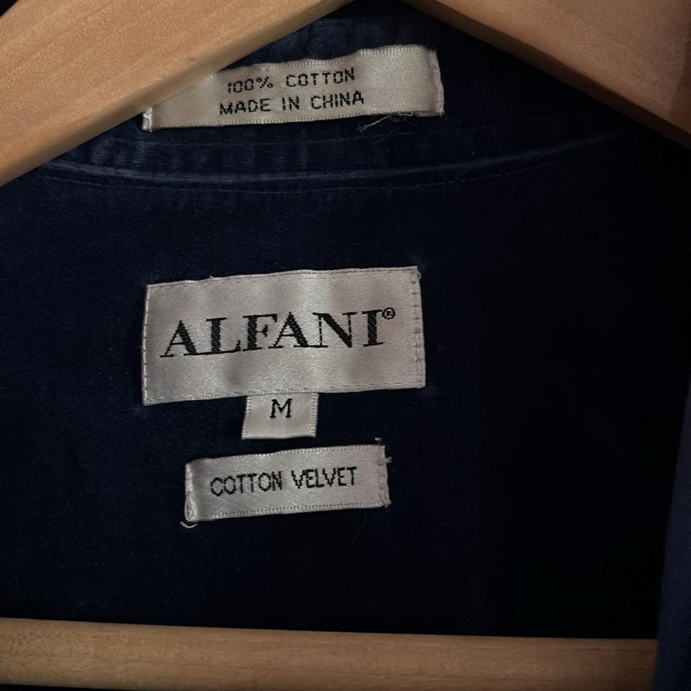 Alfani Men's Deep Blue Cotton Velvet Shirt Jacket M Long Sleeve - Picture 2 of 3
